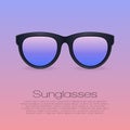 Black sunglasses with gradient mirror Lens. isolated illustration on gradient background with text for banner Royalty Free Stock Photo